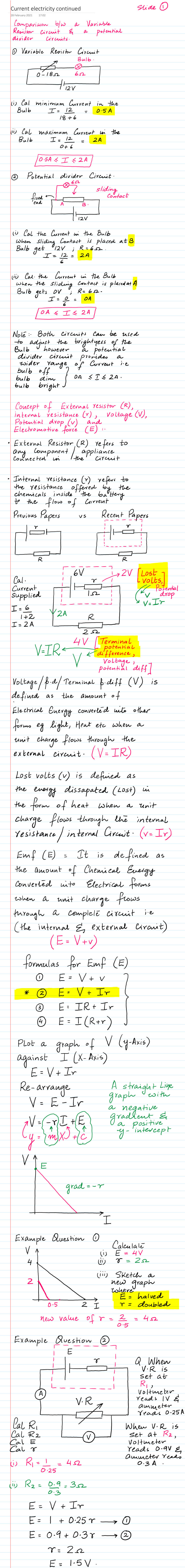 Page 1 of Current Electricity Continued