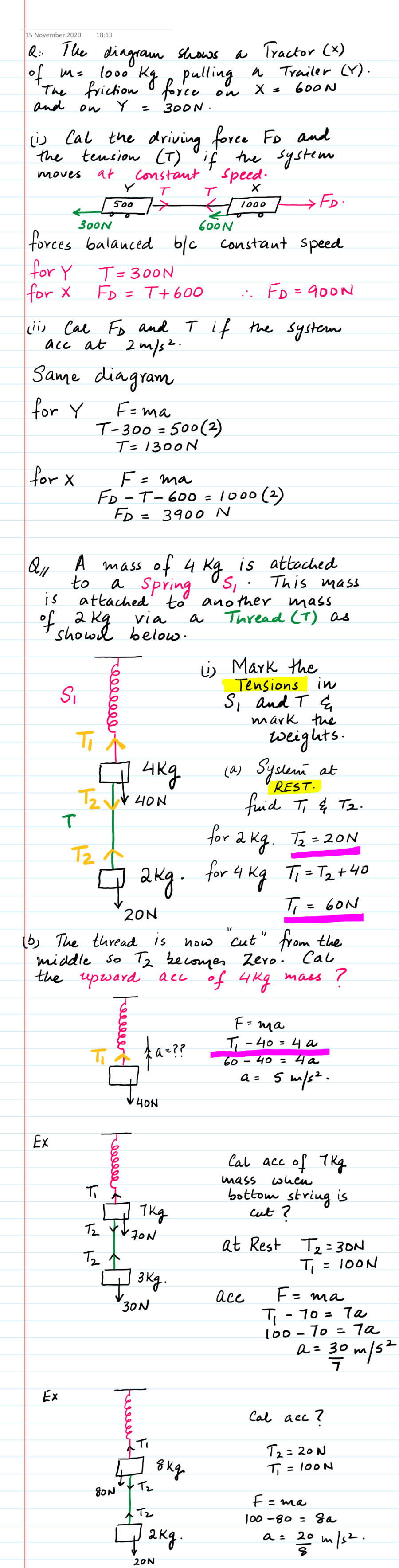 Page 1 of Dynamics More On Tension