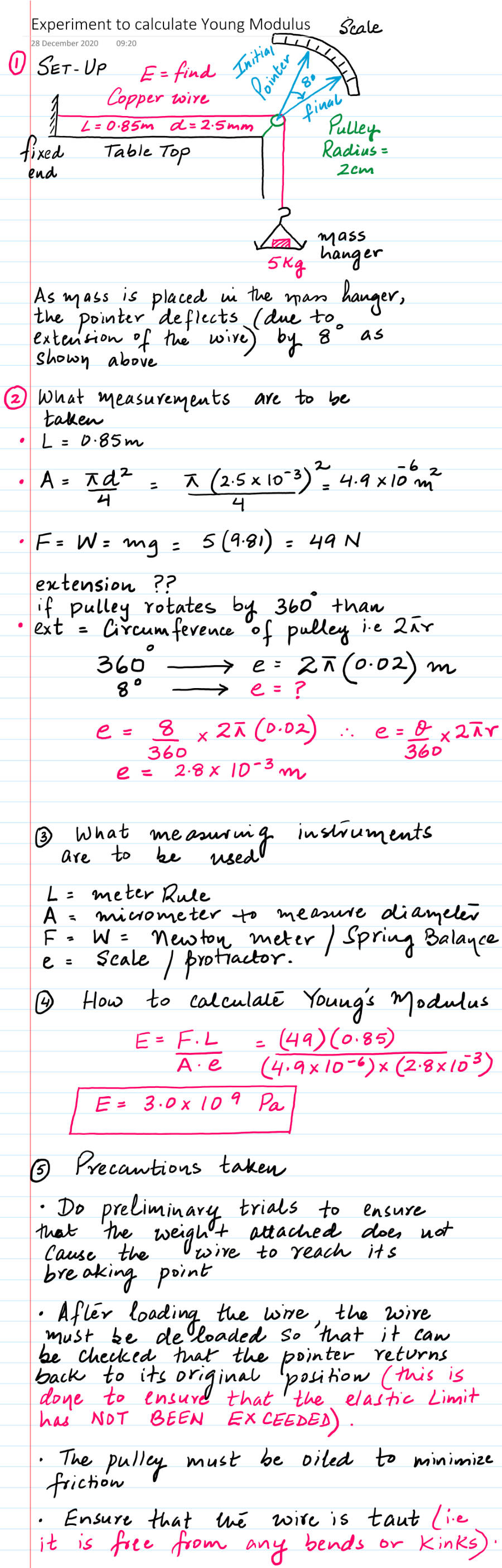 Page 1 of Experiment To Calculate Young M