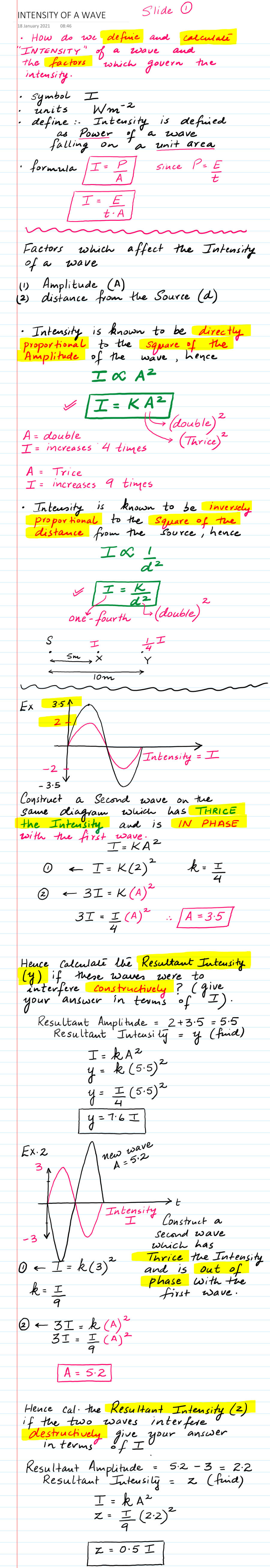 Page 1 of INTENSITY OF A WAVE