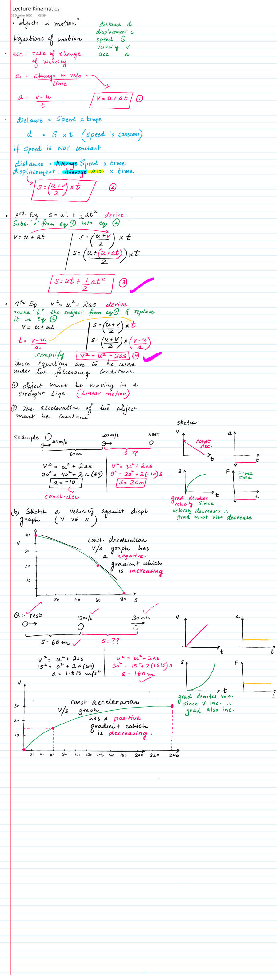 Page 1 of Lecture Kinematics