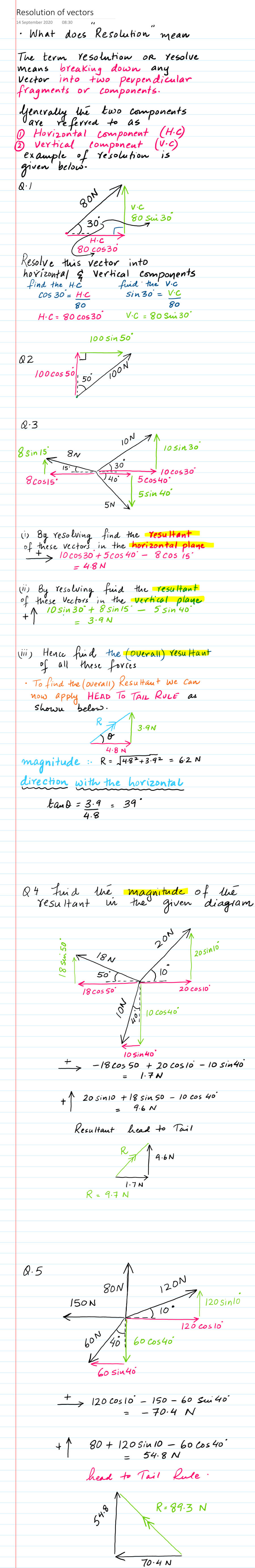 Page 1 of Resolution Of Vectors