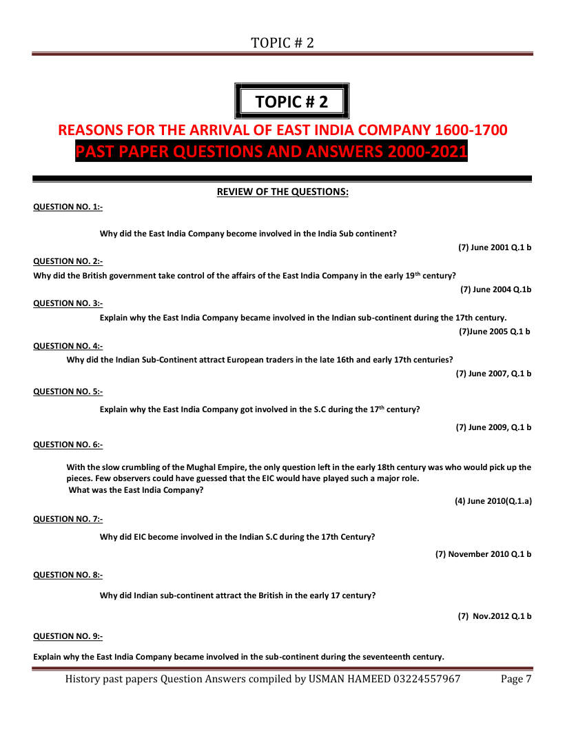 Page 1 of East India Company Arrival