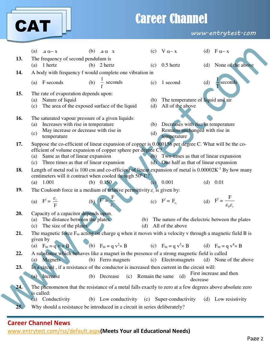 Page 2 of NUST Engineering Sample Paper 01
