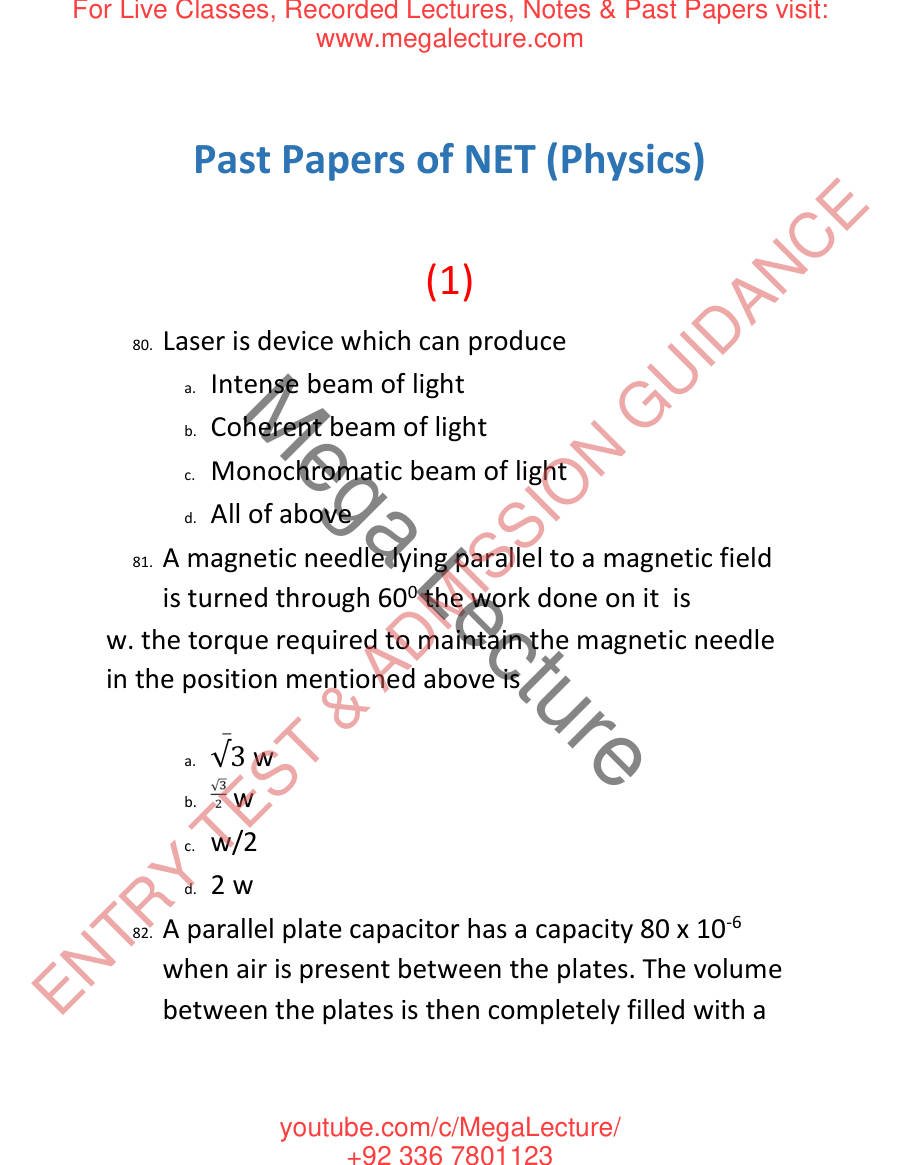Page 1 of NET PHYSICSLAST 4 YEAR