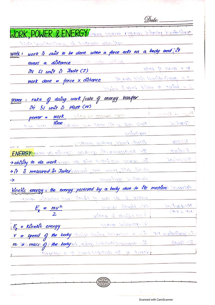 Page 1 of Work Power And Energy