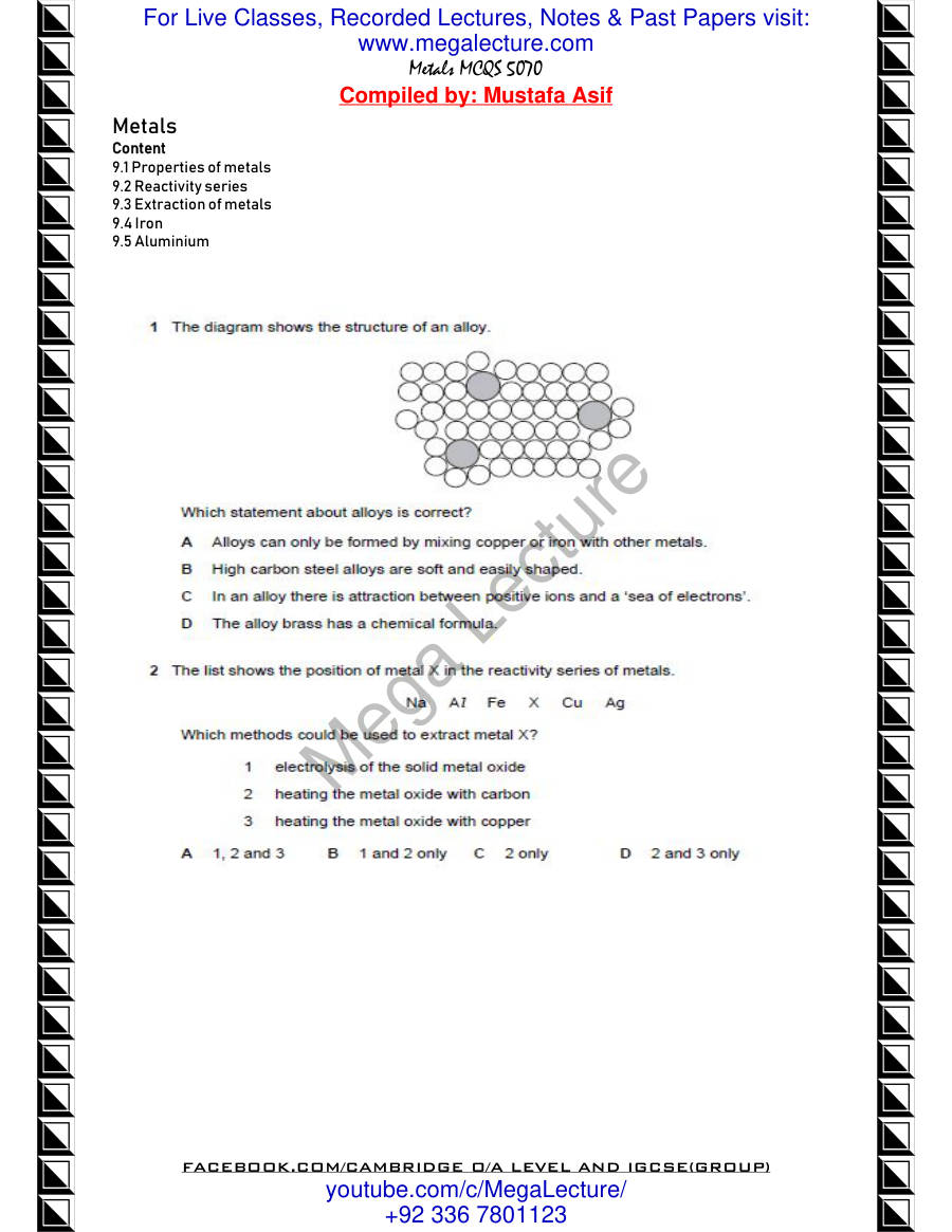 Page 1 of Metals — MCQs