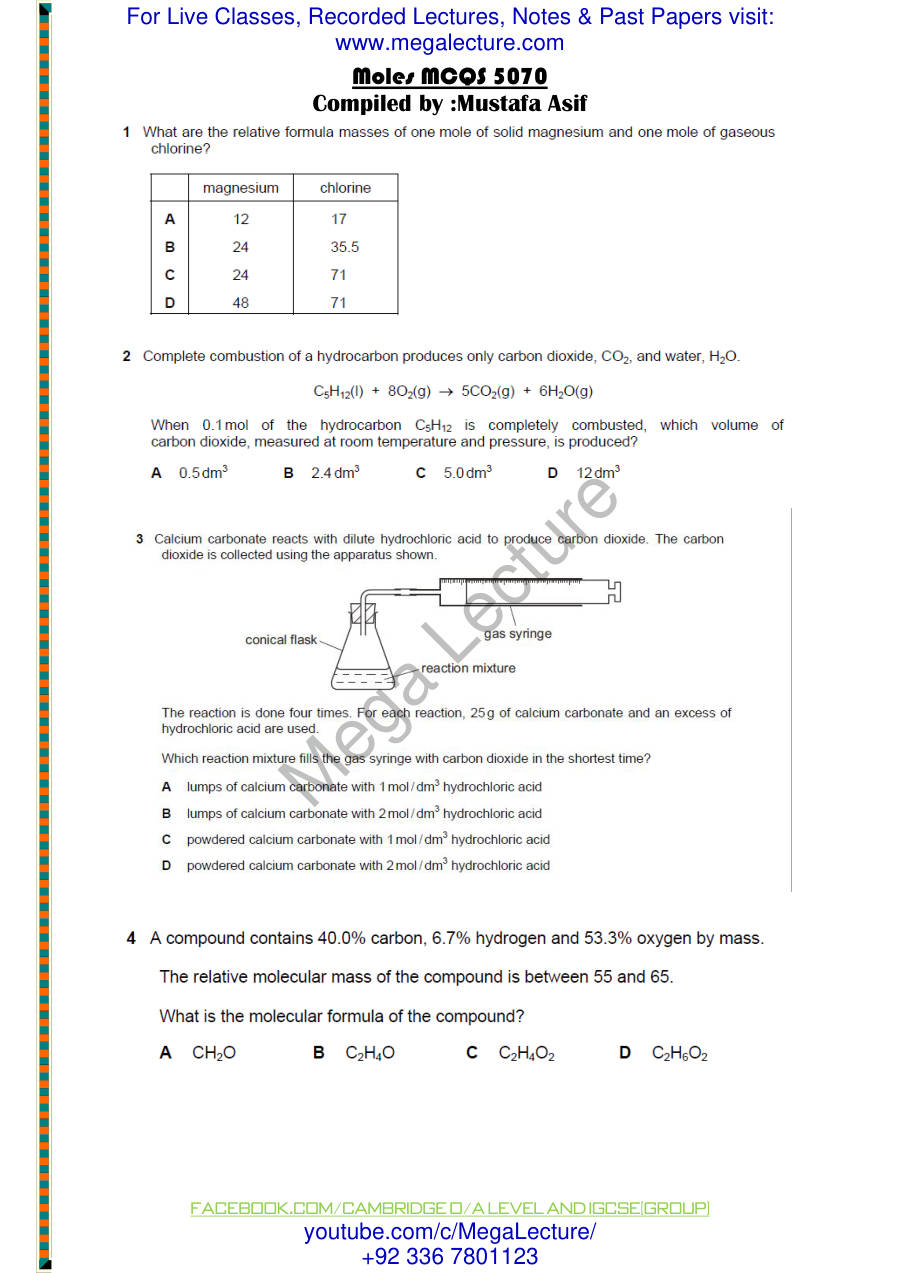 Page 1 of Moles — MCQs