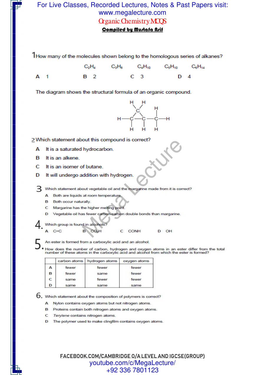 Page 1 of Organic — MCQs