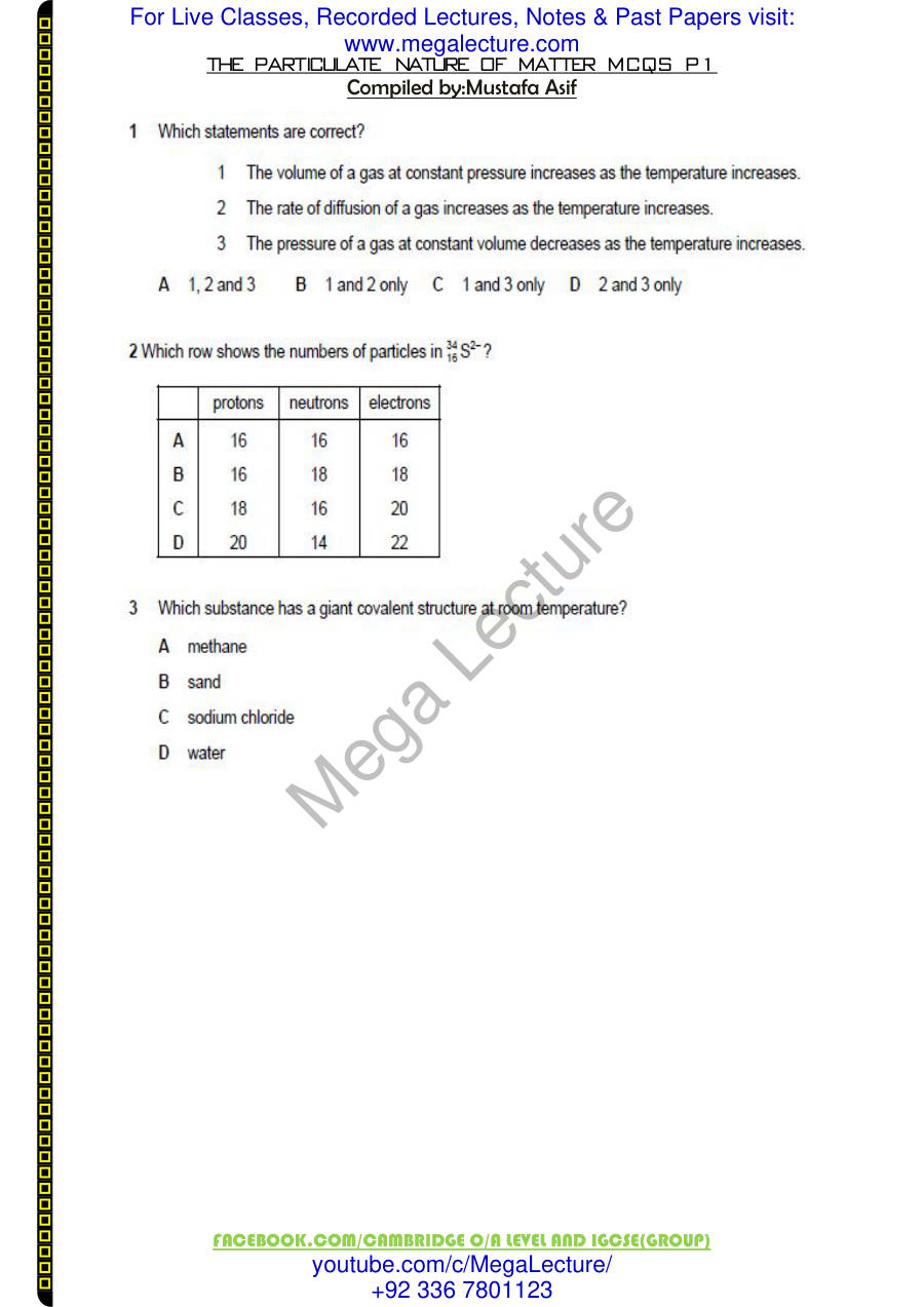 Page 1 of Particulate Nature Of Matter — MCQs
