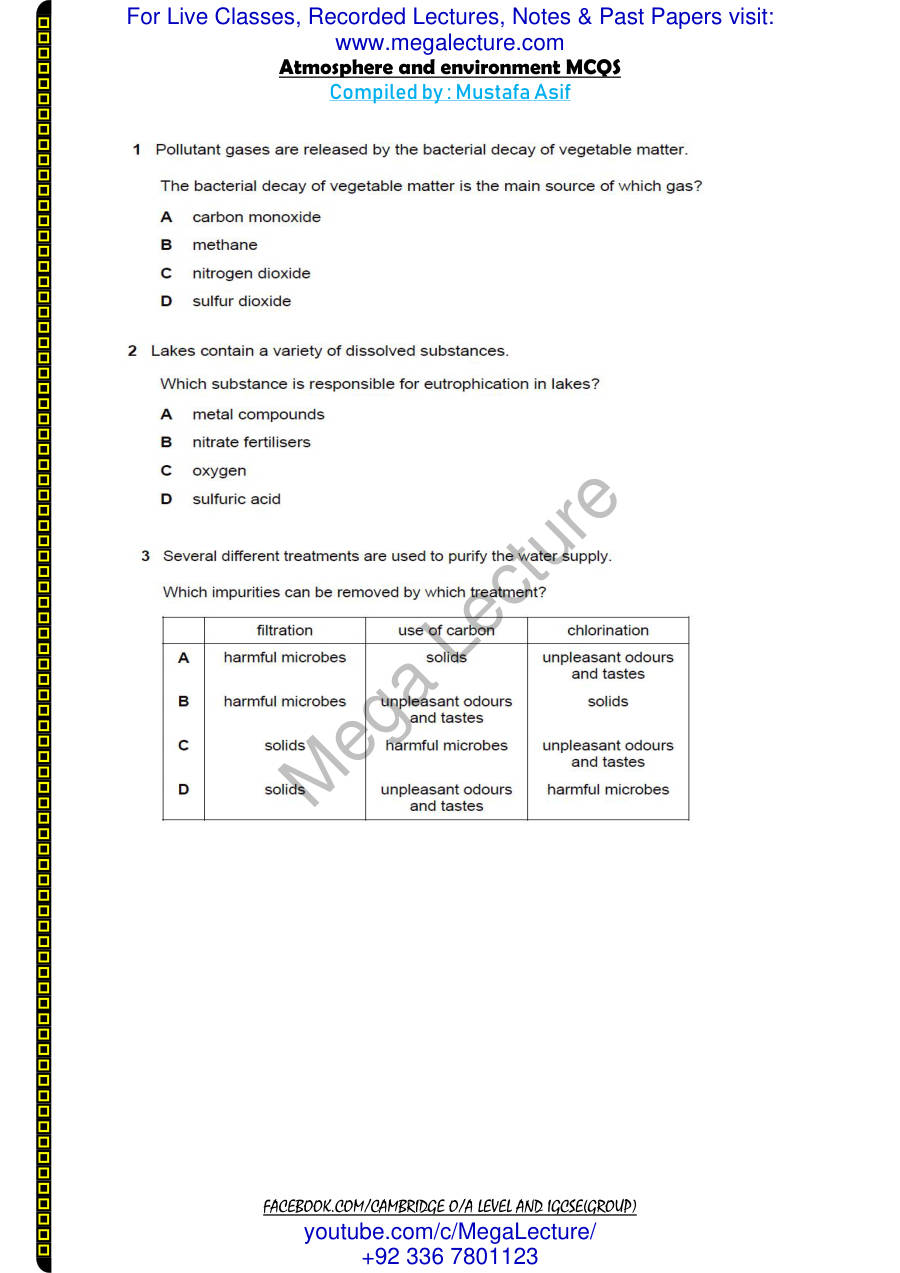 Page 1 of Atmosphere And Environment — MCQs