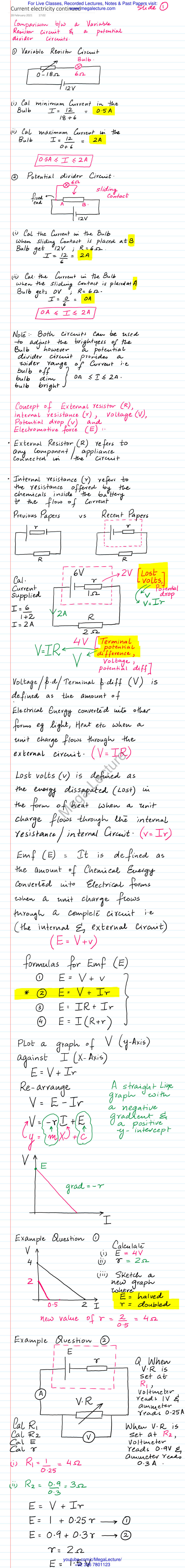 Page 1 of Current Electricity Continued