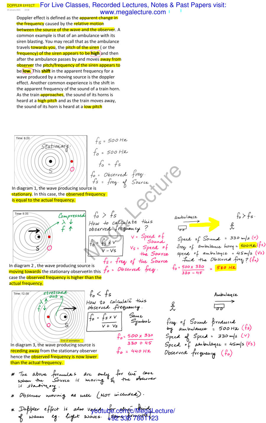 Page 1 of DOPPLER EFFECT Formulas