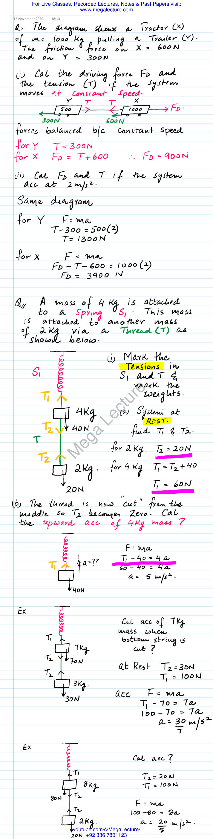 Page 1 of Dynamics More On Tension