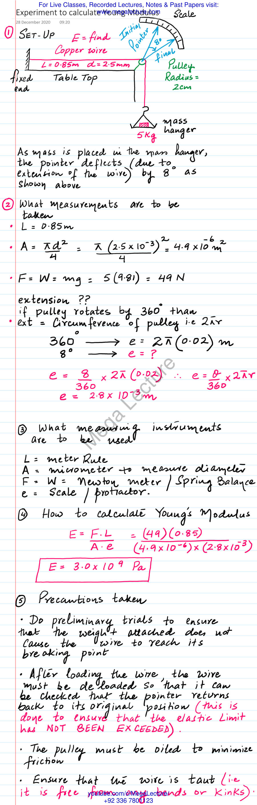 Page 1 of Experiment To Calculate Young M