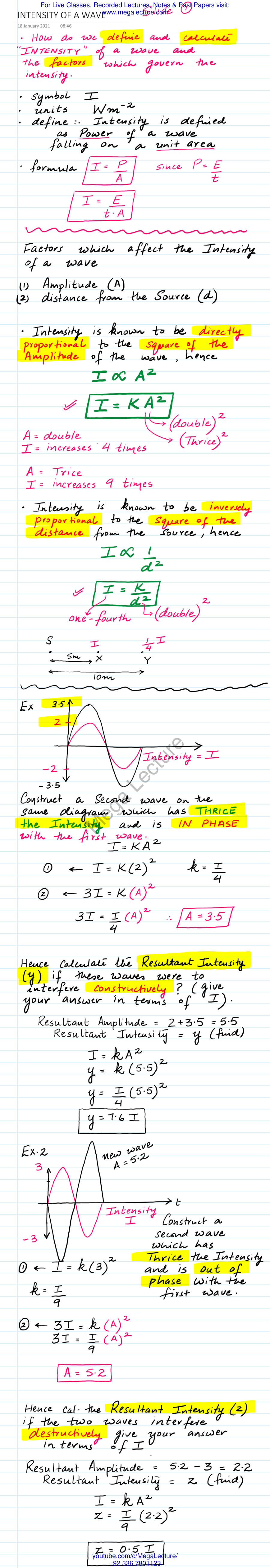 Page 1 of INTENSITY OF A WAVE