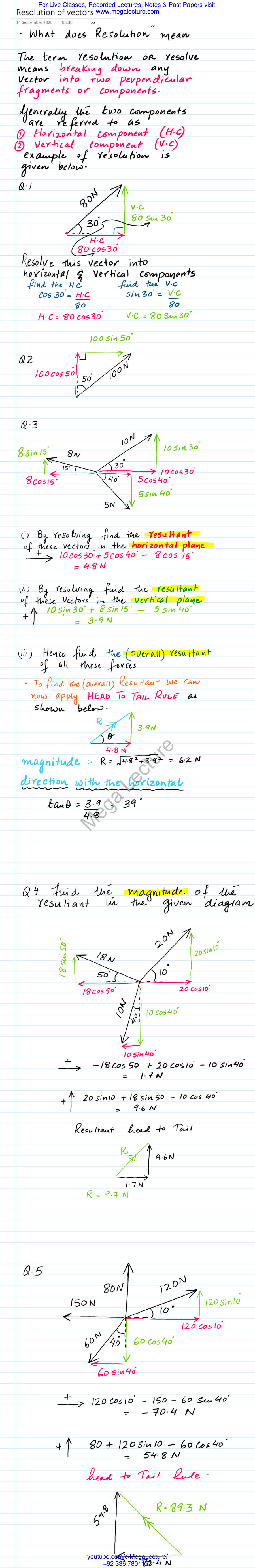 Page 1 of Resolution Of Vectors