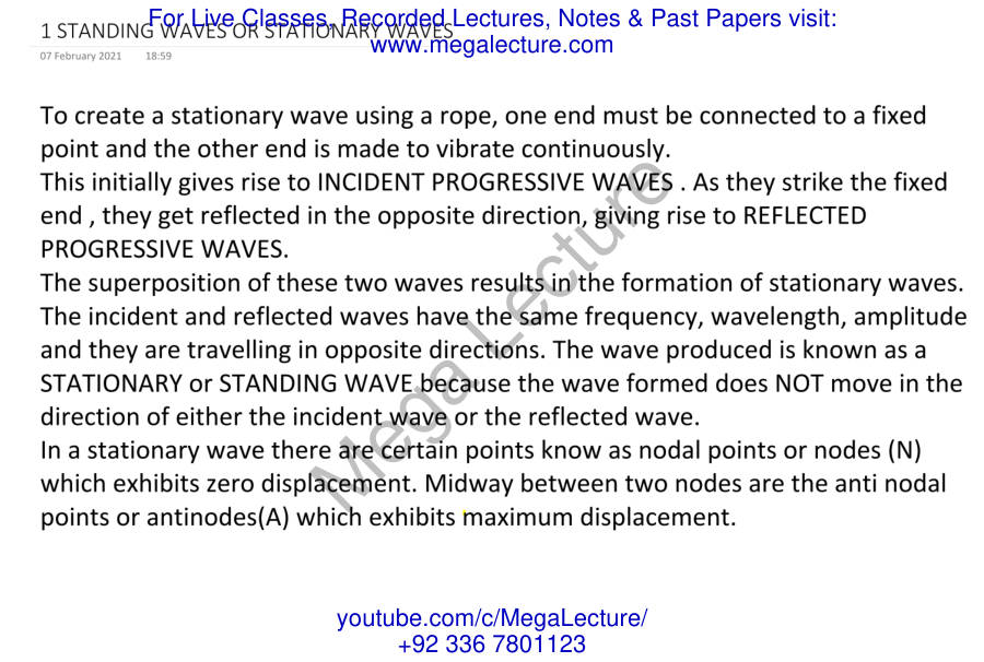 Page 1 of STANDING WAVES OR STATIONARY