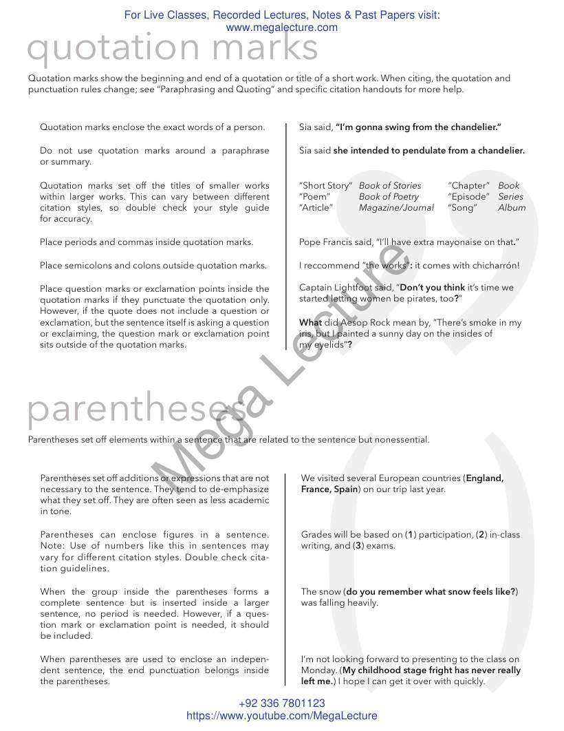 Page 2 of Basic Punctuation Rules