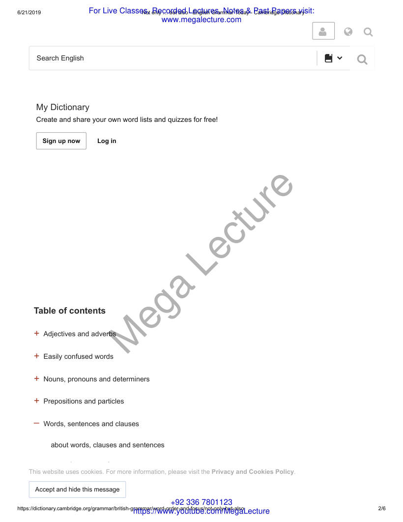 Page 2 of Not Only … But Also English Grammar Today Cambridge Dictionary