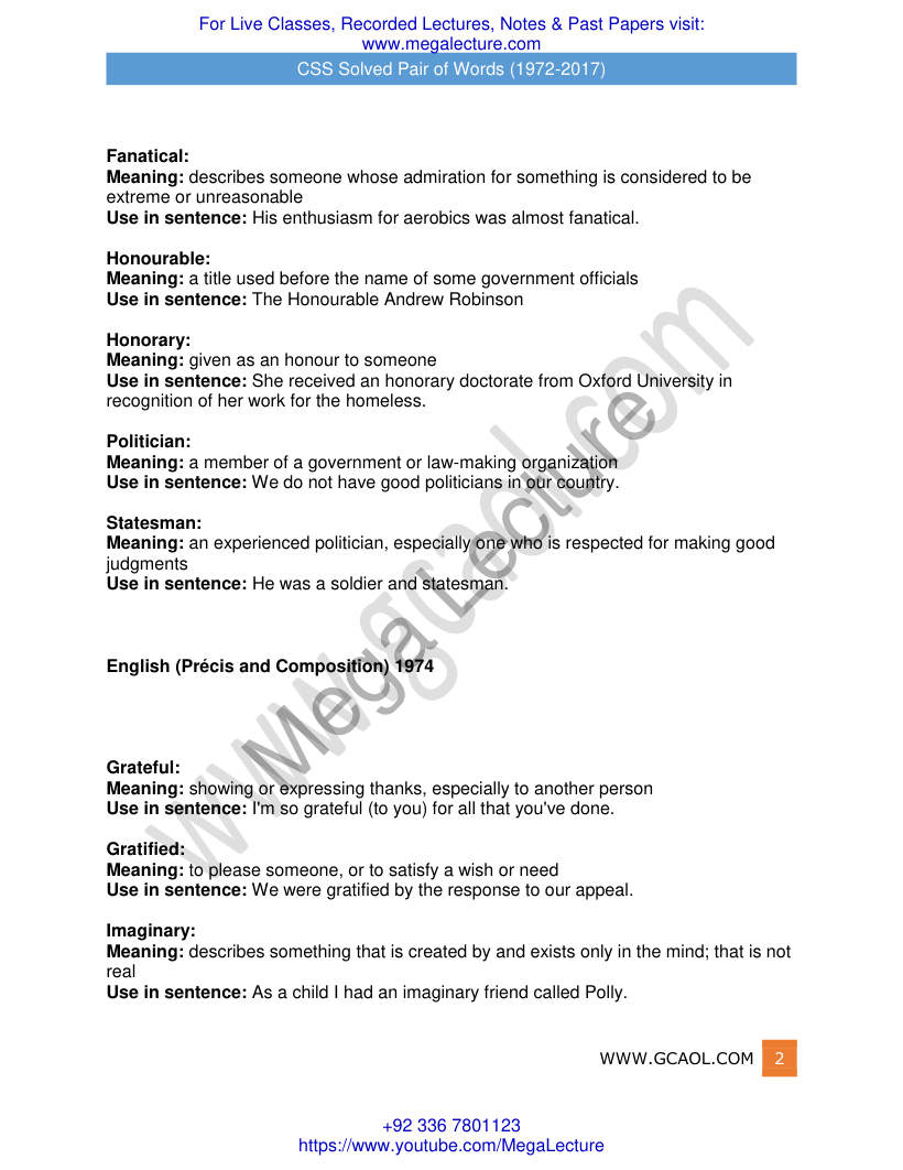Page 2 of CSS Solved Pair Of Words 1972 2017 DO THES