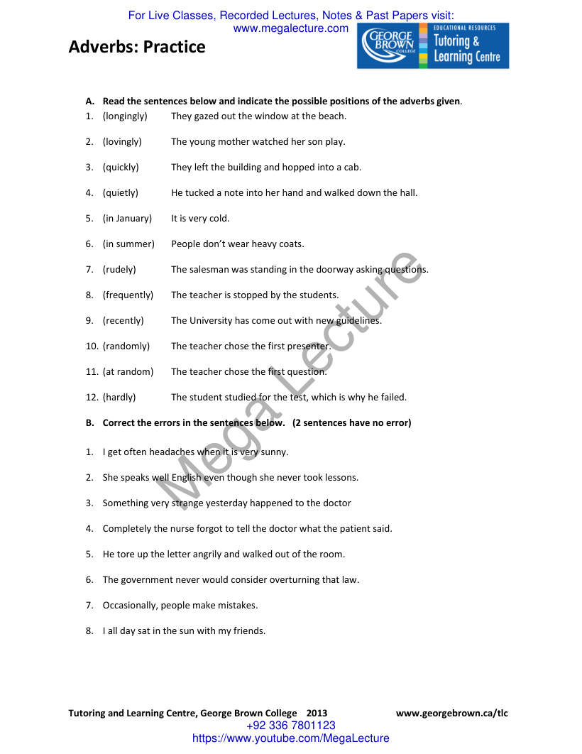 Page 1 of Adverbs Practice