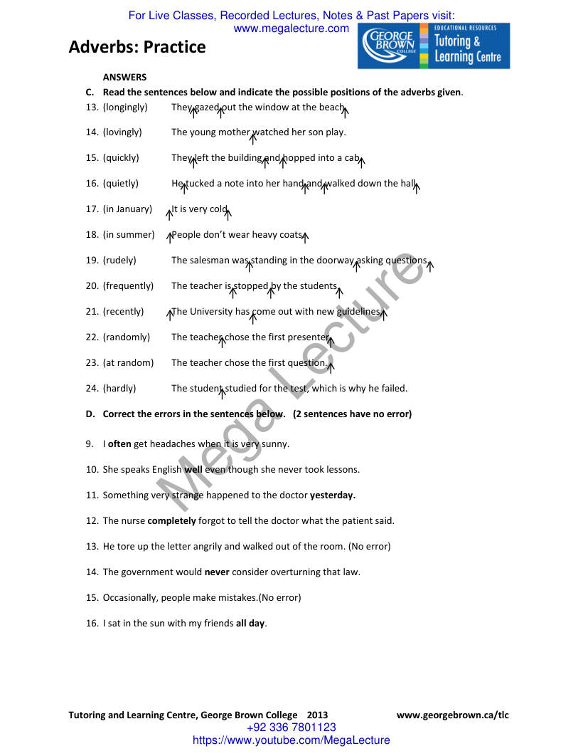 Page 2 of Adverbs Practice