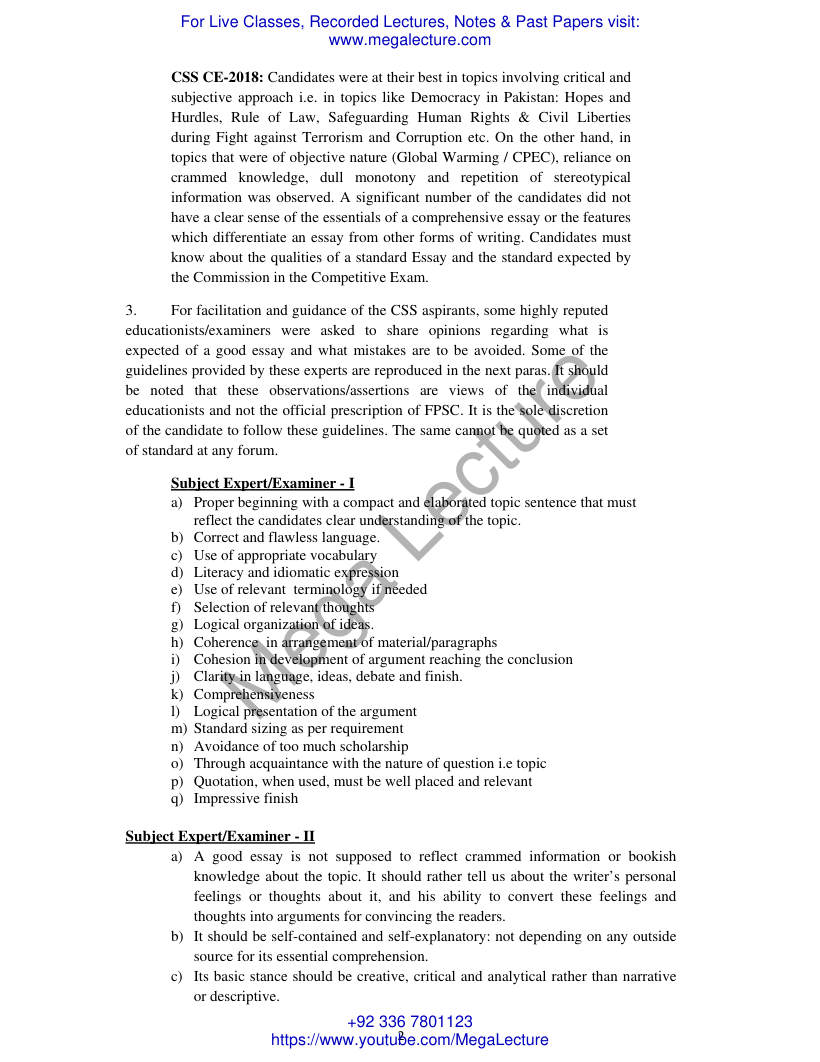 Page 2 of GUIDELINES FOR A GOOD ESSAY EXAMINERS VIEWS