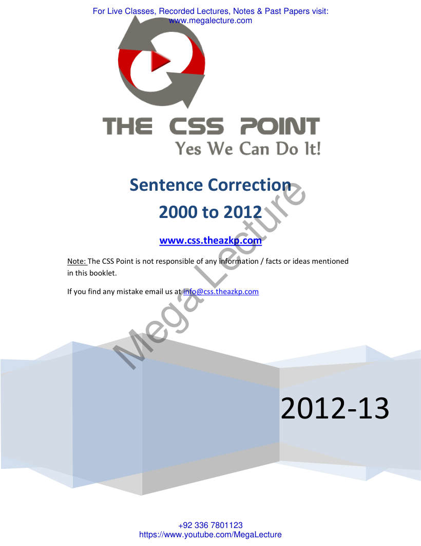 Page 1 of Sentence Correction Solved Class Work 1.Pdf 1