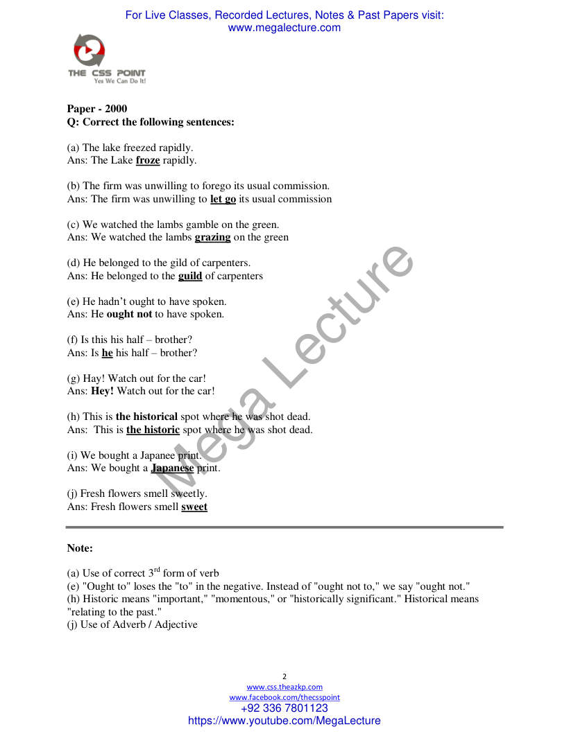 Page 2 of Sentence Correction Solved Class Work 1.Pdf 1