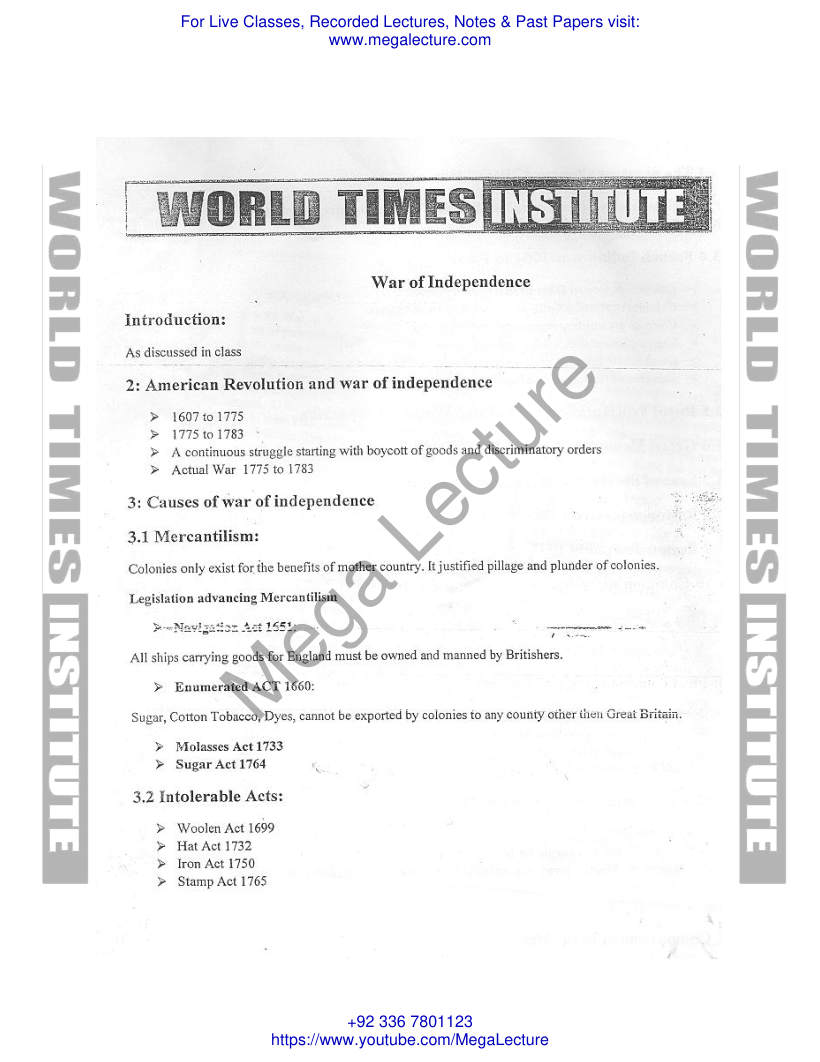 Page 1 of Lecture 2 US History Sir Yasir Farhad