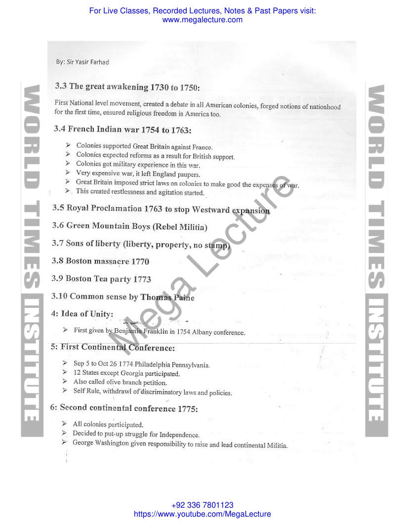 Page 2 of Lecture 2 US History Sir Yasir Farhad