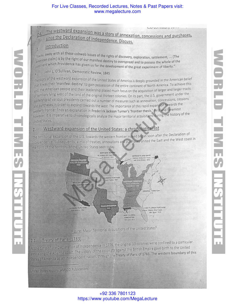 Page 1 of Westward Expansion Sir Yasir Farhad