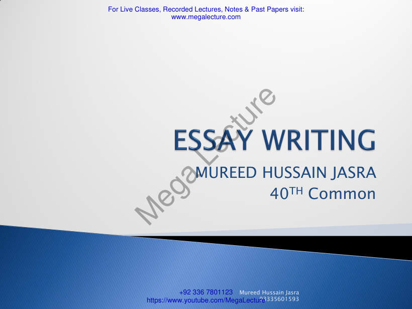 Page 1 of ESSAY By Mureed Hussain Jasra 1