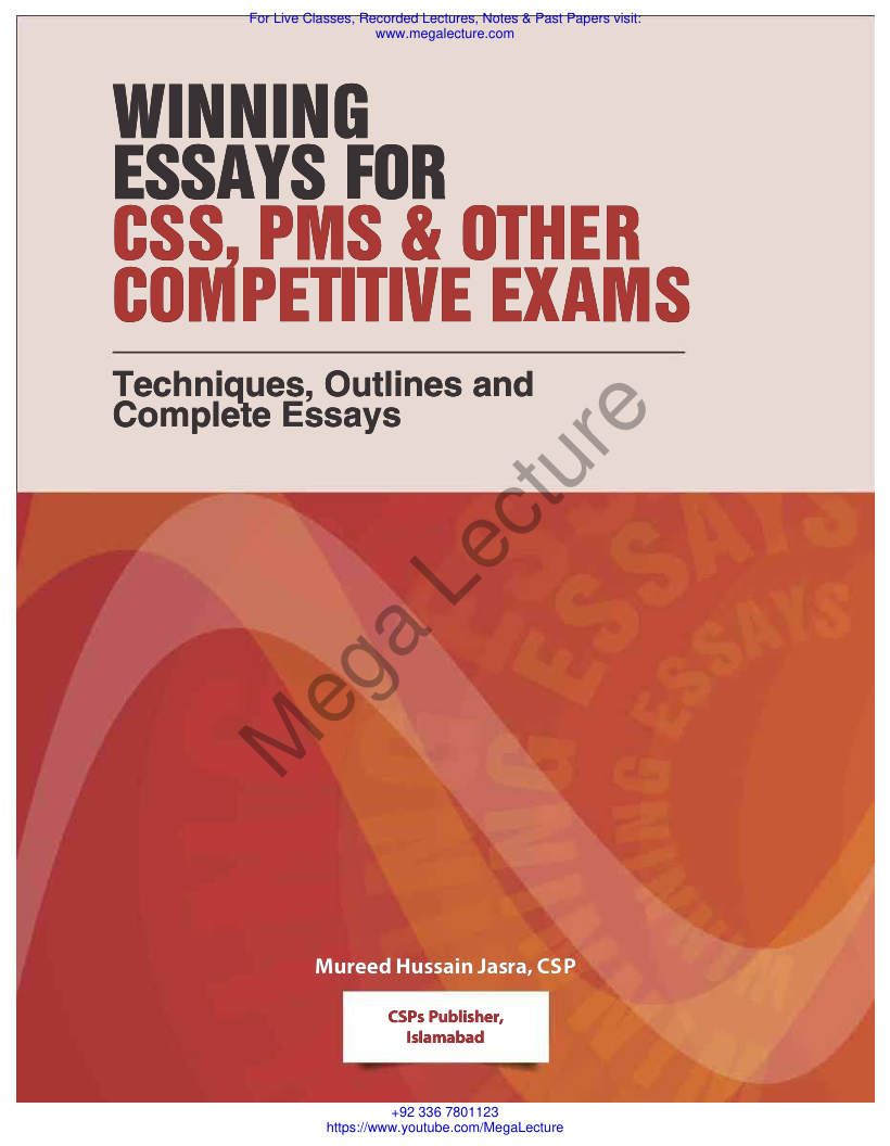 Page 1 of Winning Essays By Mureed Hussain Jasra