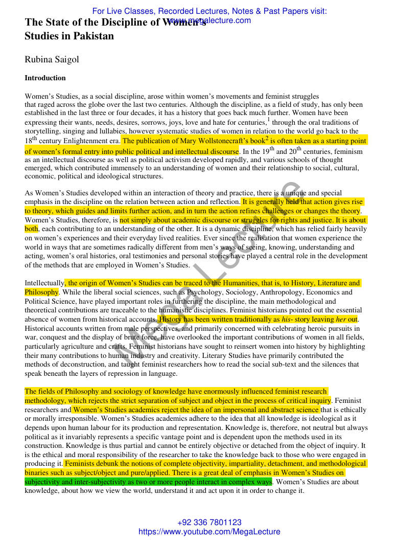 Page 1 of 350871721 Women Studies In Pakiastan