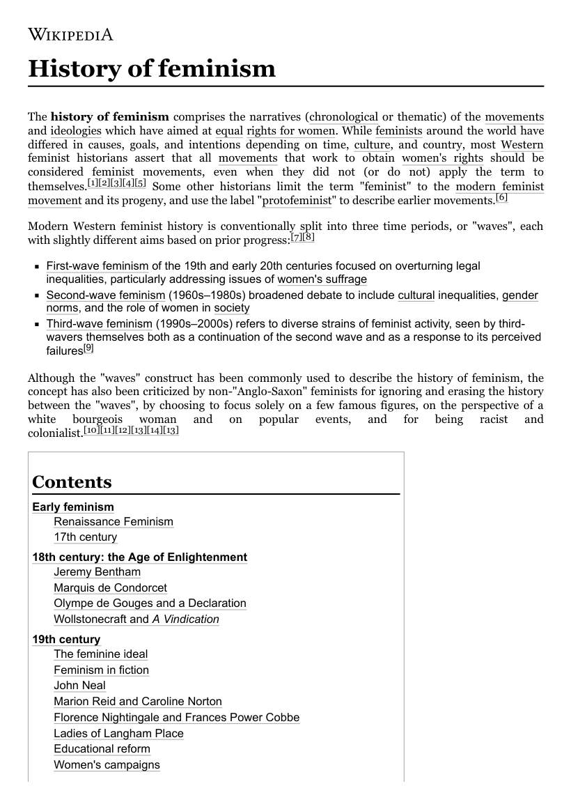 Page 1 of History Of Feminism Wikipedia