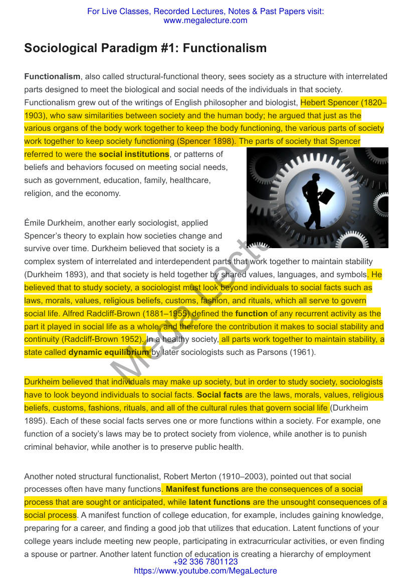 Page 1 of Reading Structural Functional Theory Sociology