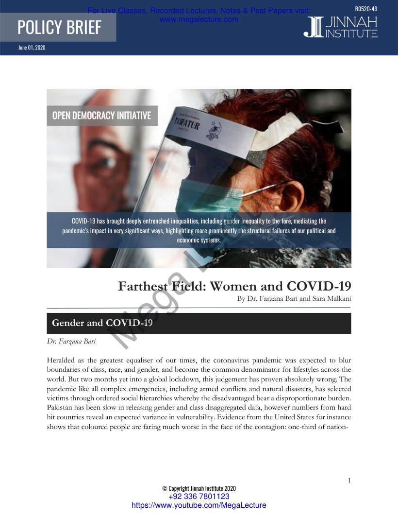 Page 1 of Women And COVID