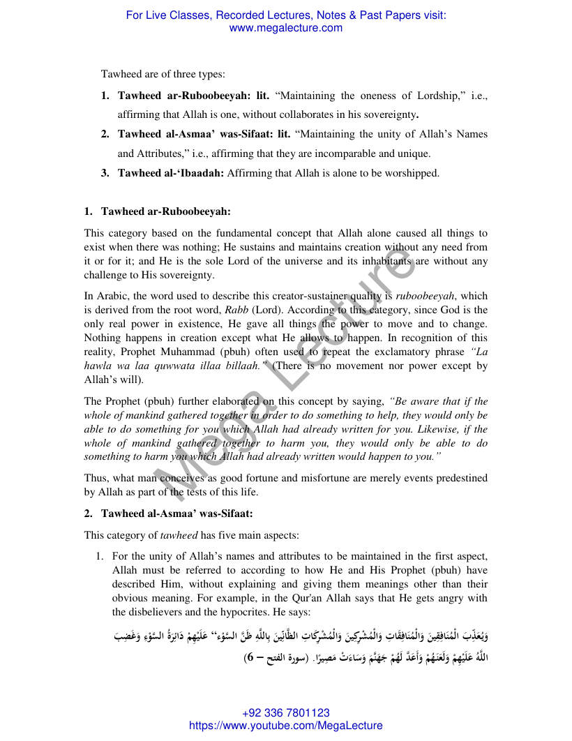 Page 2 of 2. Themes Of Quran Discussion Of Faith