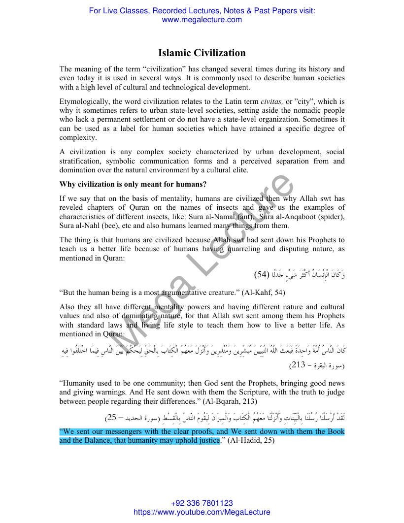 Page 1 of 9. Islamic Civilization