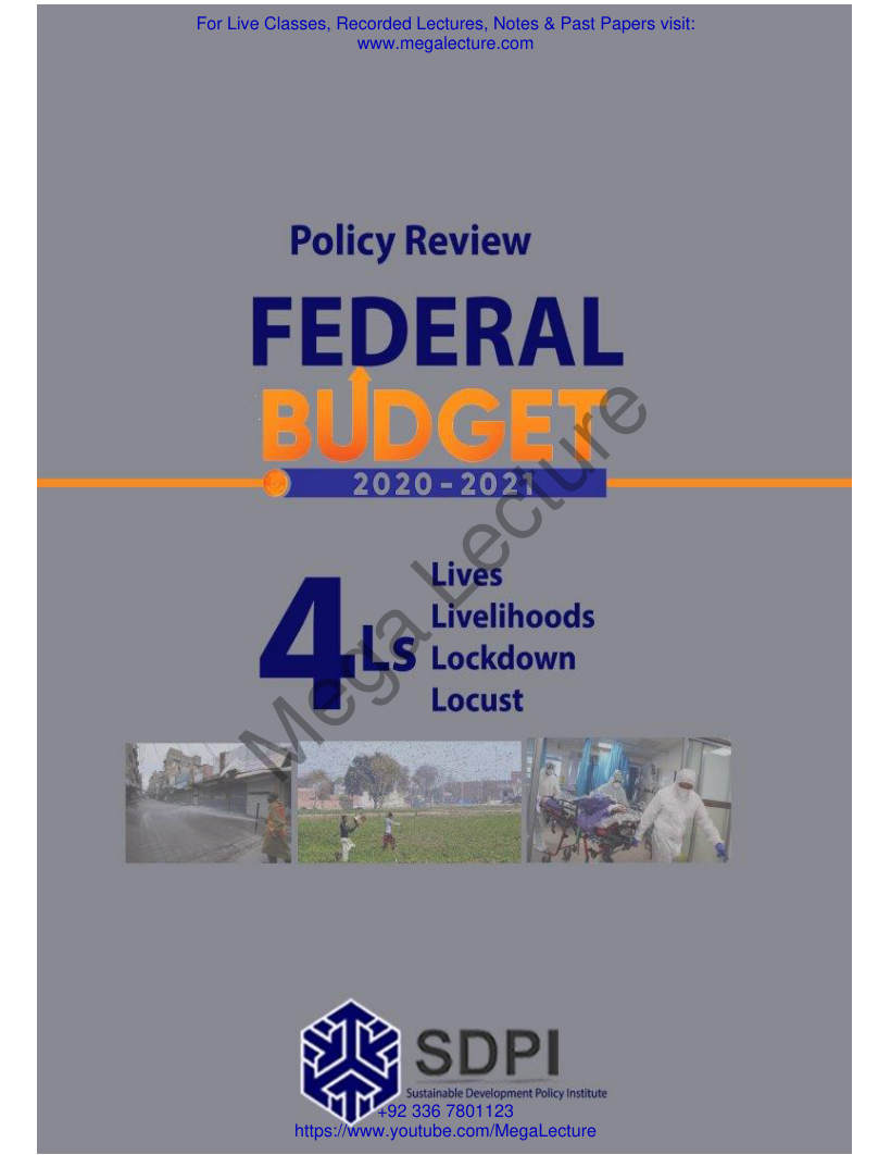 Page 1 of Federal Budget 2020 2021 SDPI Read For Economy