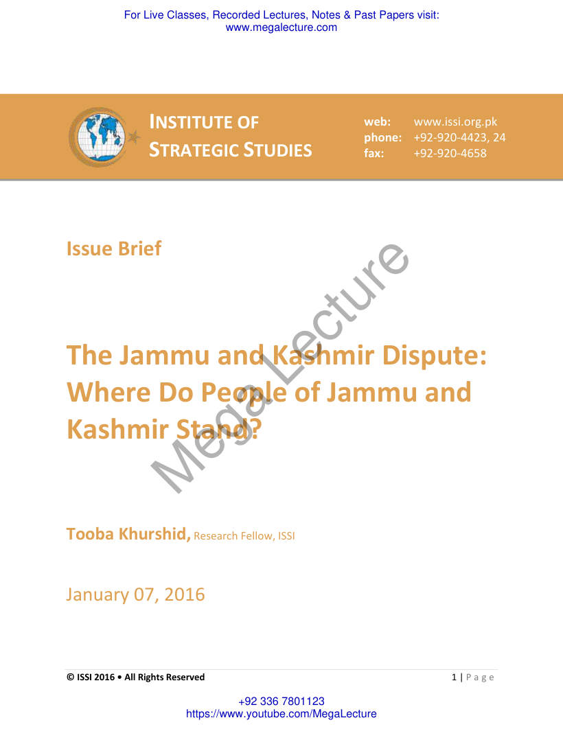 Page 1 of Kashmir Dispute