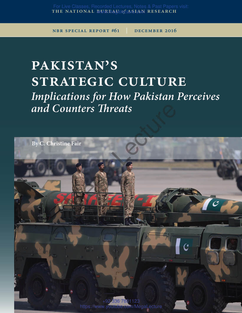 Page 1 of Pakistan S Strategic Culture Christine Fair
