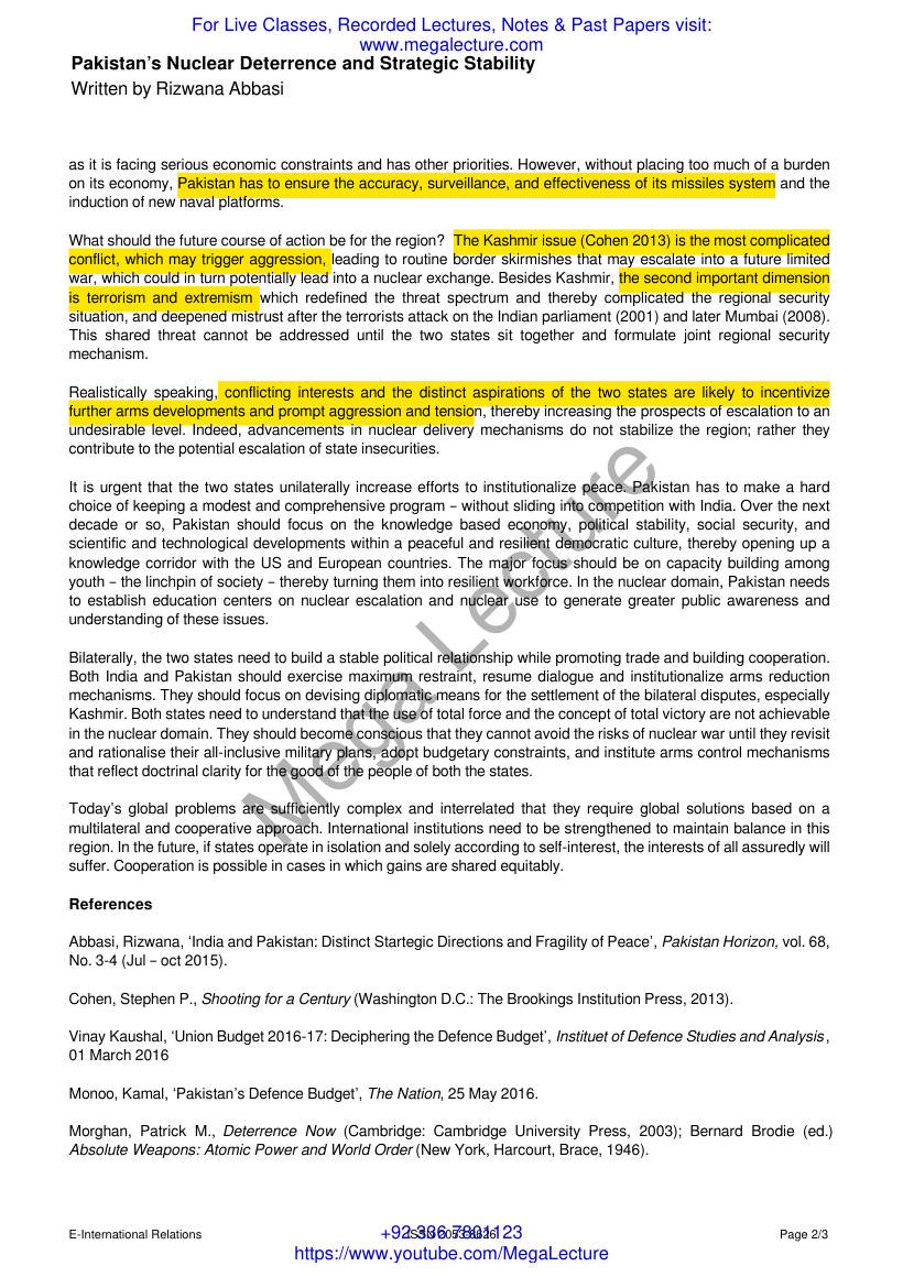 Page 2 of Pakistans Nuclear Deterrence And Strategic Stability