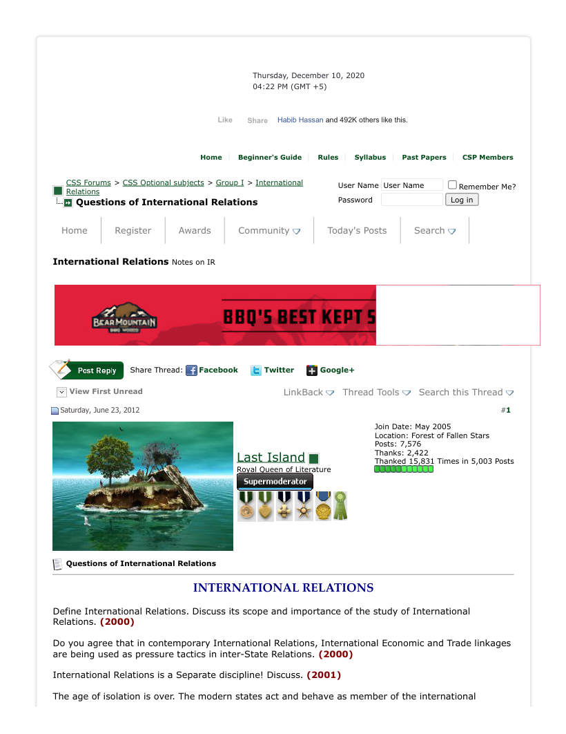 Page 1 of Questions Of International Relations CSS Forums