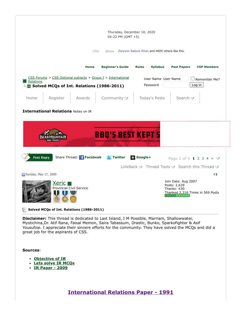 Page 1 of Solved MCQs Of Int. Relations 1986 2011 CSS Forums