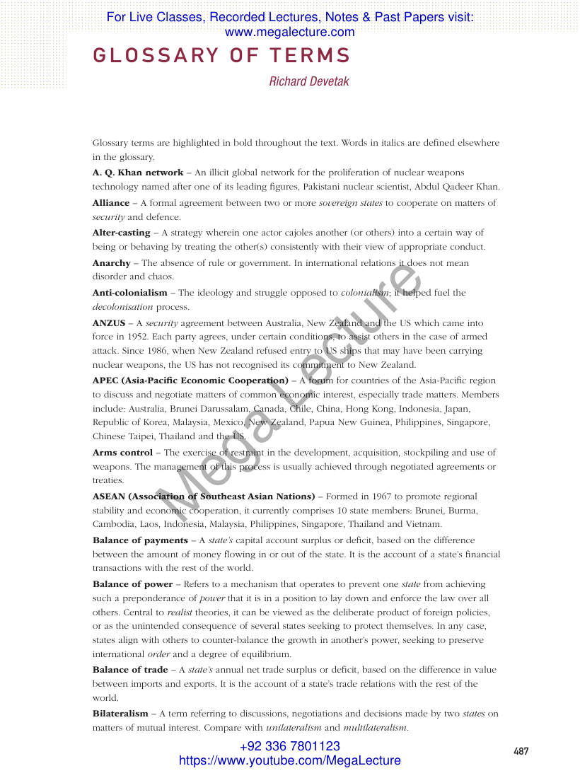 Page 1 of Glossary Of Important Terms In IR Cambridge
