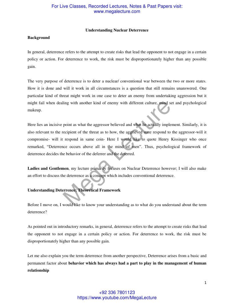 Page 1 of Understanding Nuclear Deterrence