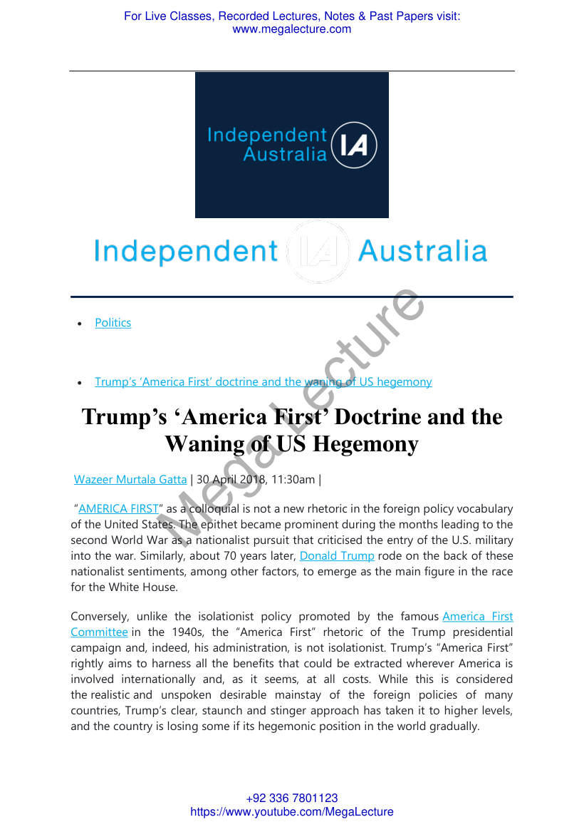 Page 2 of US FP Donald Trump S America First Doctrine An